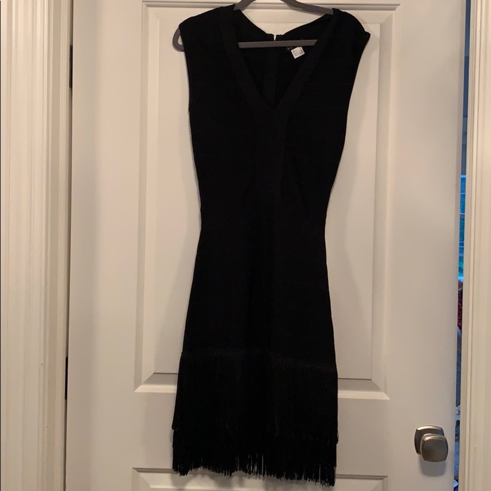 Black Venus bandage fringe dress
